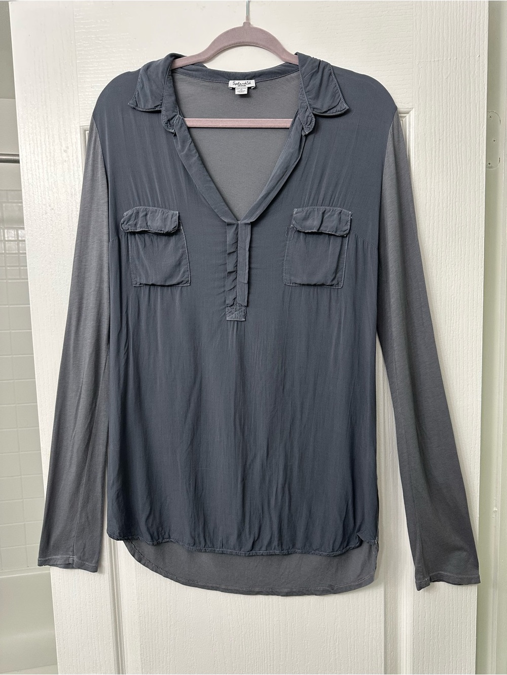 Splendid Women's Slate Gray Long-Sleeve Button-Front Blouse